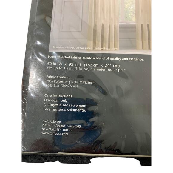 Valeron Opal Sheer Silk Blend 95" Panel Champagne New - Picture 4 of 11